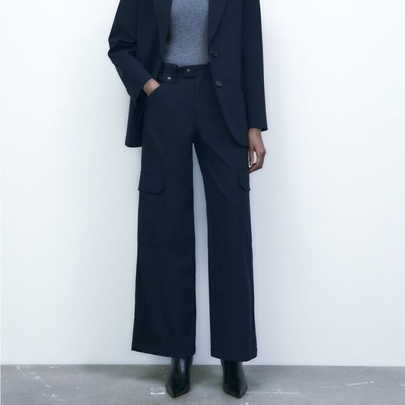 Zara The Minimal Cargo Pants Wool Blend - Picture 4 of 5